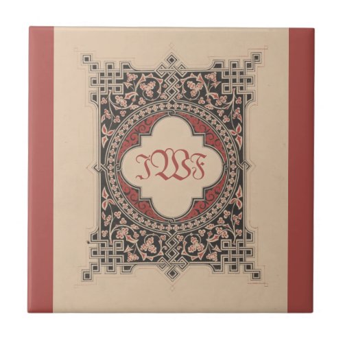 Medieval Monogram Celtic Knots Vintage Floral Art Ceramic Tile