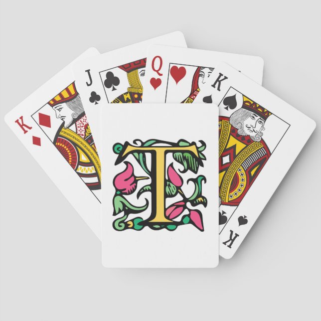 Medieval Monogram Initial T Poker Cards (Back)