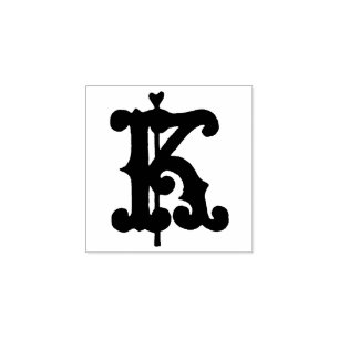 Medieval Monogram Vintage initial letter K Rubber Stamp