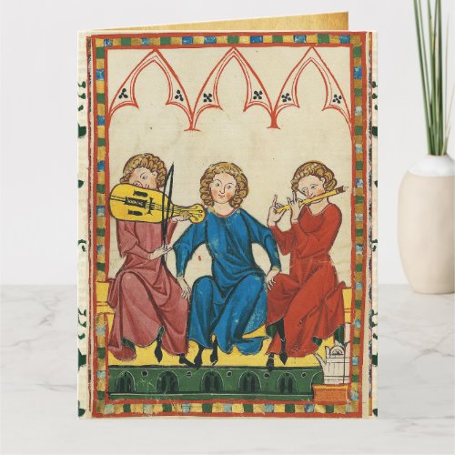 MEDIEVAL MUSIC AND MUSICIANS ANTIQUE MINIATURE CARD