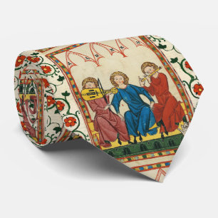 MEDIEVAL MUSIC AND MUSICIANS ,ANTIQUE MINIATURE NECK TIE