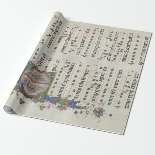 Medieval Music Illuminated Manuscript Wrapping Paper