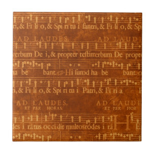 Medieval Music Manuscript, Rust Color Ceramic Tile