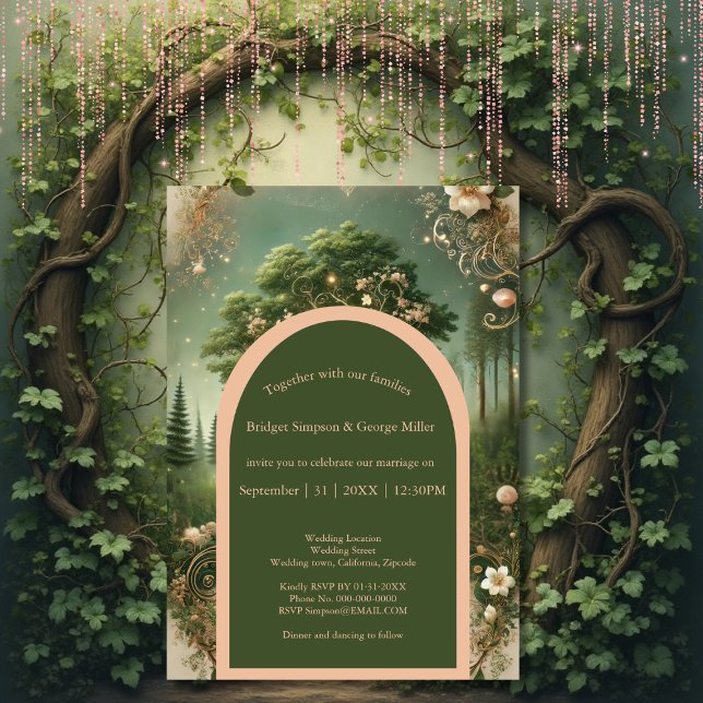 Medieval mystic fantasy engraving Forest Wedding Invitation (Creator Uploaded)