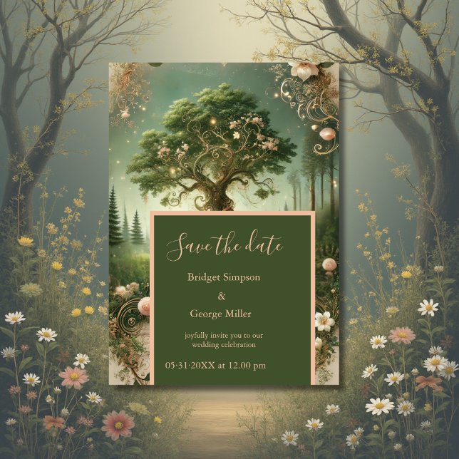 Medieval mystic fantasy engraving Save the Date Invitation (Creator Uploaded)