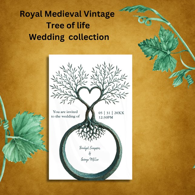 Medieval mystic fantasy engraving tree Wedding  Invitation (Creator Uploaded)