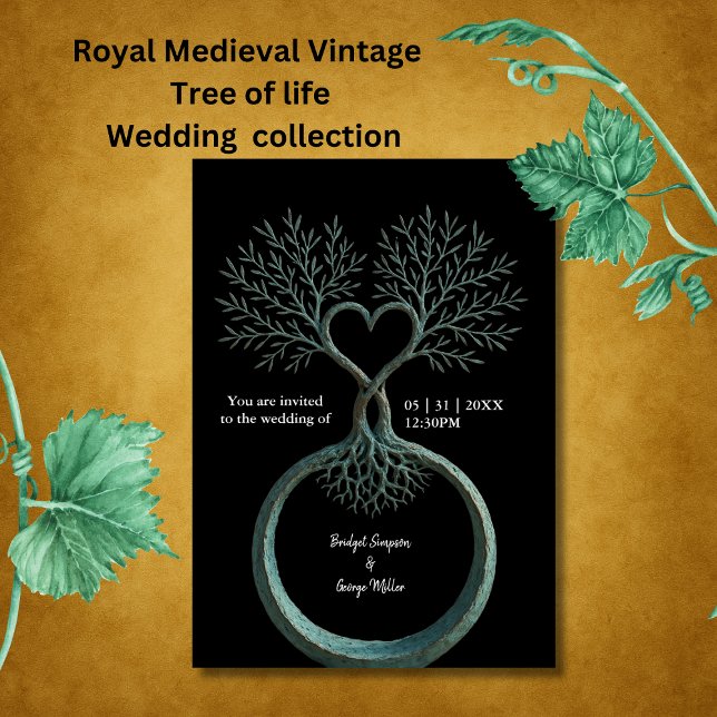 Medieval mystic fantasy engraving tree Wedding  Invitation (Creator Uploaded)