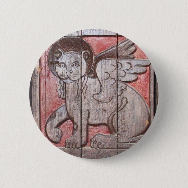 Medieval Mythological Lion -  Lion Of Saint Mark Pinback Button (Front)
