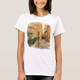 Medieval Narrow Street Old Buildings Watercolor T-Shirt