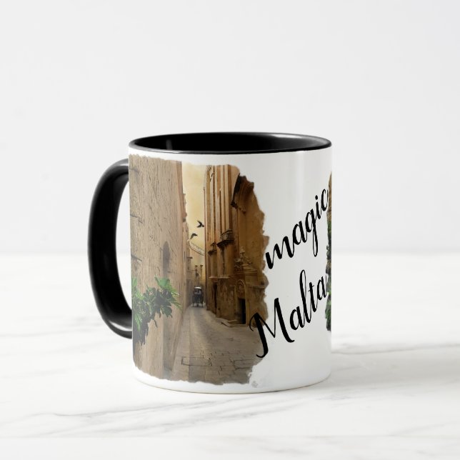 Medieval Narrow Street Tall Buildings And Coach Mug (Front Left)