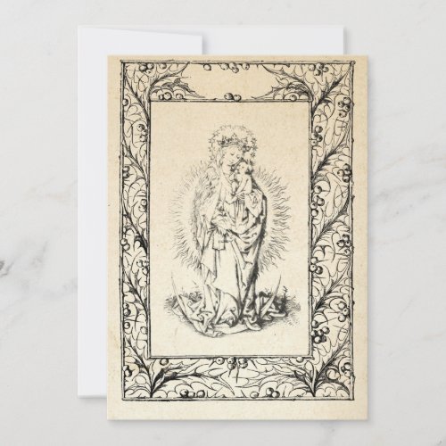 Medieval Nativity Mary and Jesus Holy Border Holid Holiday Card