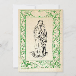 Medieval Nativity Mary and Jesus Holy Border Holid Holiday Card