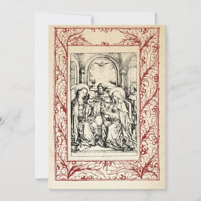Medieval Nativity Mary and Jesus Holy Border Holid Holiday Card (Front)