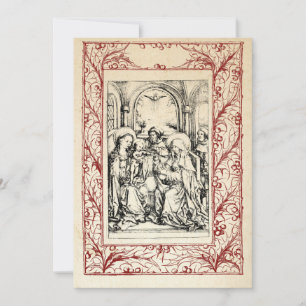 Medieval Nativity Mary and Jesus Holy Border Holid Holiday Card