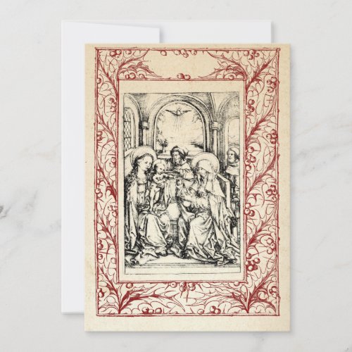 Medieval Nativity Mary and Jesus Holy Border Holid Holiday Card