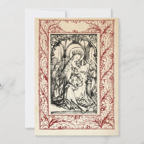 Medieval Nativity Mary and Jesus Holy Border Holid Holiday Card