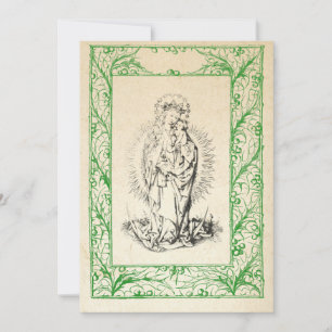Medieval Nativity Mary and Jesus Holy Border Holid Holiday Card