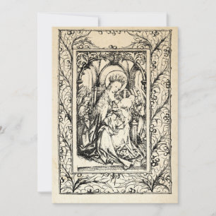 Medieval Nativity Mary and Jesus Holy Border Holid Holiday Card