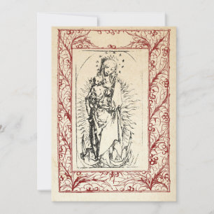 Medieval Nativity Mary and Jesus Holy Border Holid Holiday Card