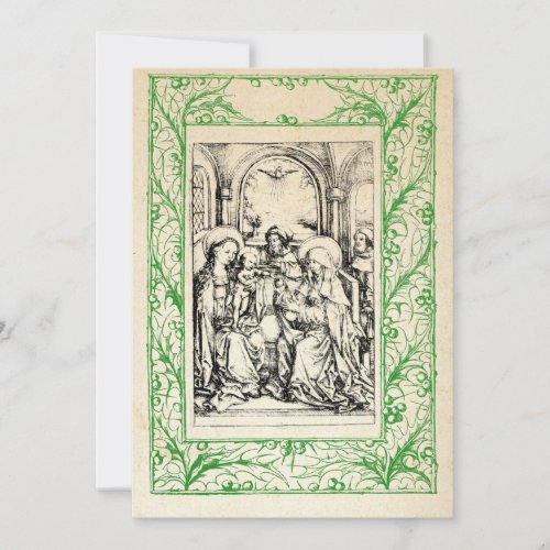 Medieval Nativity Mary and Jesus Holy Border Holiday Card