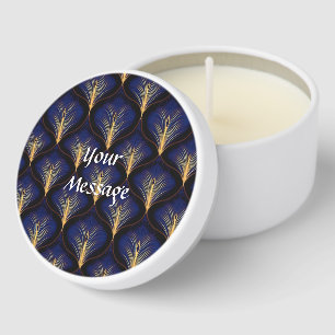 Medieval Navy with Gold Feathers  Mini Candle Favors