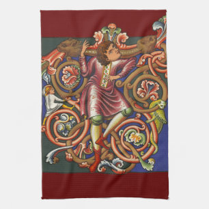 Medieval Nobelman Colorful Illuminated Manuscript Towel
