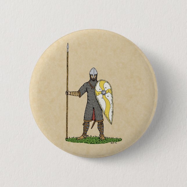 Medieval Norman Knight Circa 1066 Pinback Button (Front)