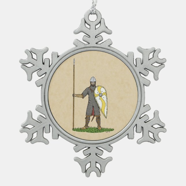 Medieval Norman Knight Circa 1066 Snowflake Pewter Christmas Ornament (Front)