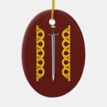 Medieval Norman Sword and Decorative Bands Ceramic Ornament