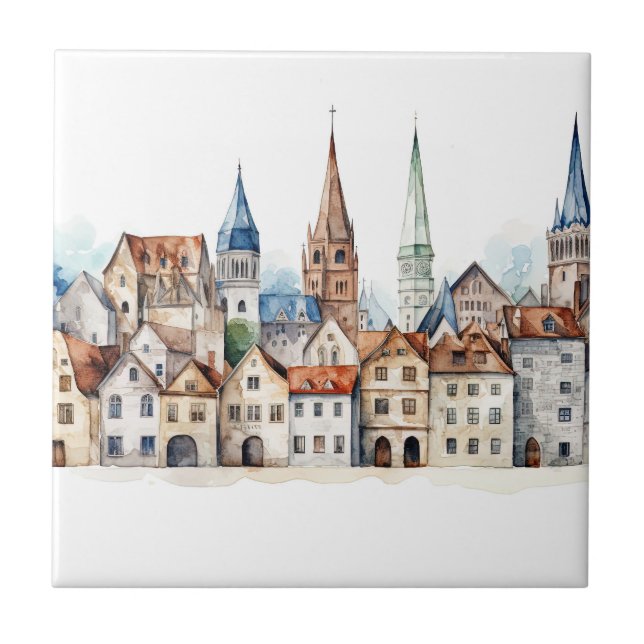 Medieval old city  ceramic tile (Front)