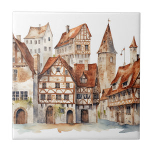 Medieval old city ceramic tile