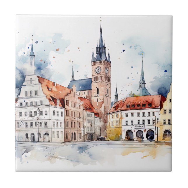 Medieval old city  ceramic tile (Front)