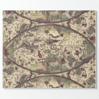 North Pole Santa Map Wrapping Paper