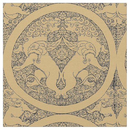 Medieval Oriental Griffins And Lions Pattern Fabric
