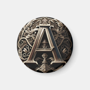 Medieval Ornamental Floral Letter A Magnet
