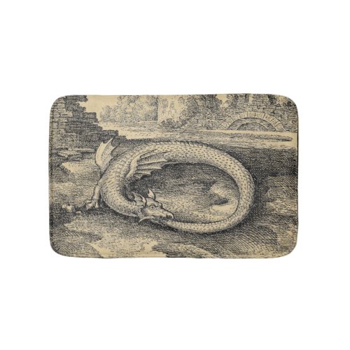 Medieval Ouroboros Dragon Symbol Bath Mat