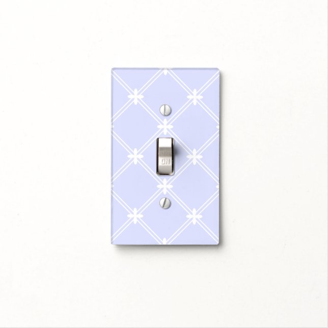 Medieval Pale Blue and White Pattern Light Switch Cover (In Situ)