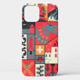 Medieval pattern seamless design. Decoration texti iPhone 12 Case