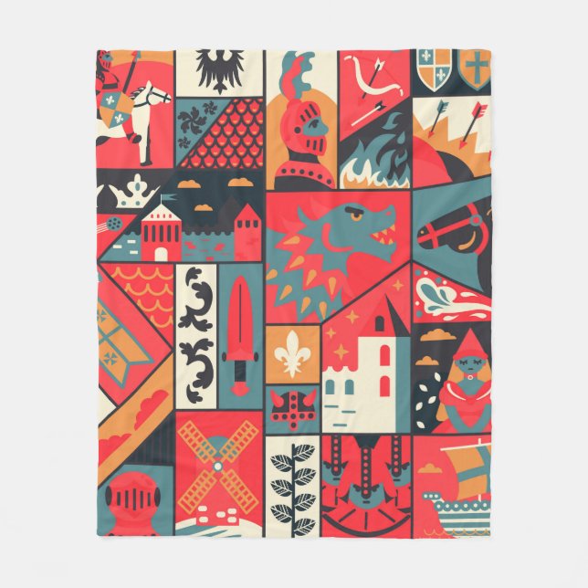 Medieval pattern seamless design. Decoration texti Fleece Blanket (Front)