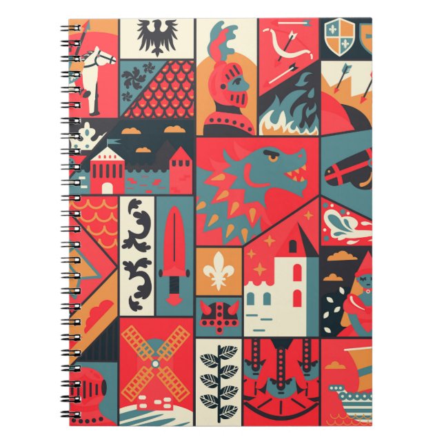Medieval pattern seamless design. Decoration texti Notebook (Front)