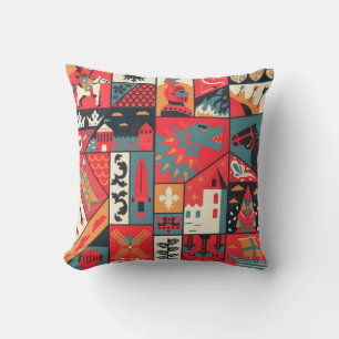 Medieval pattern seamless design. Decoration texti Throw Pillow