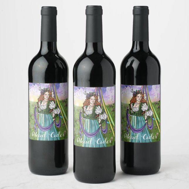 Medieval Peasant Maypole Cider Wine Label (Bottles)