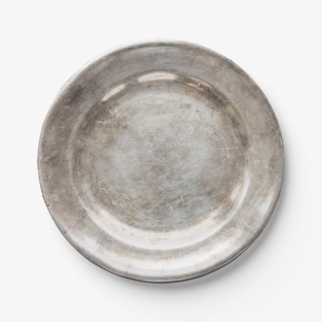 Medieval Pewter Metal Print Paper Plate (Front)