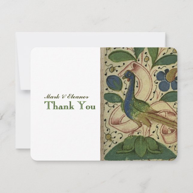 Medieval Pheasant Personalized Thank YOu Card (Front)