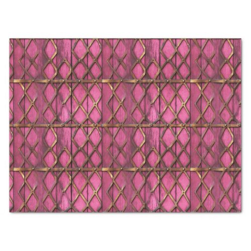 MEDIEVAL PINK GOTHIC WOOD METAL DECOUPAGE TISSUE PAPER