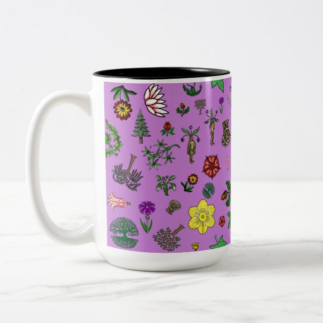 Medieval Plants Two-Tone Coffee Mug (Left)