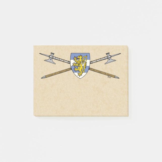 Medieval Poleaxes and Shield Post-it Notes (Front)