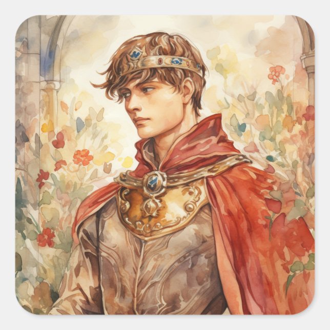 Medieval Prince Square Sticker (Front)