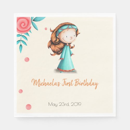 Medieval Princess First Birthday Party Napkins