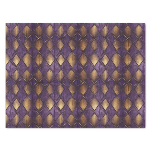 MEDIEVAL PURPLE WOOD AND METAL DECOUPAGE TISSUE PAPER